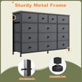 thumbnail image 4 of Romorgniz Dresser TV Stand for 55" TV with 13 Storage Drawers for Living Room Fabric Dresser for Closet, Wood Top, Sturdy Metal Frame, Gray, 4 of 7