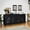 Black, variant on Beautiful Drew Rattan 4-Door Buffet Sideboard by Drew Barrymore, 2 Adjustable Shelves, Black Finish