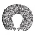 thumbnail image 1 of Paisley Travel Pillow Neck Rest, Sixties Themed Design with Floral Geometrical Details Circle Backgrounded, Memory Foam Traveling Accessory Airplane and Car, 12", Black and White, by Ambesonne, 1 of 2