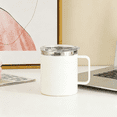 thumbnail image 3 of Coffee Stainless Steel Mug with 2 Lids & Handle, 12oz Insulated Travel Cup, 304 Double Wall Vacuum Thermal Tumbler with Leak Proof Lid for Office Home Camping Commute, White, 3 of 3