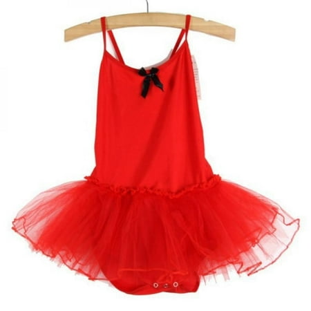 

Newway 2-8Y Ballet Costume Tutu Dress Dance Party Skate Leotard for Baby Girls Red