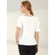thumbnail image 5 of INSPIRE CHIC Blusa Con Volantes Cuello Redondo Mangas Cortas Abullonadas Para Mujeres Blanco L, 5 of 6