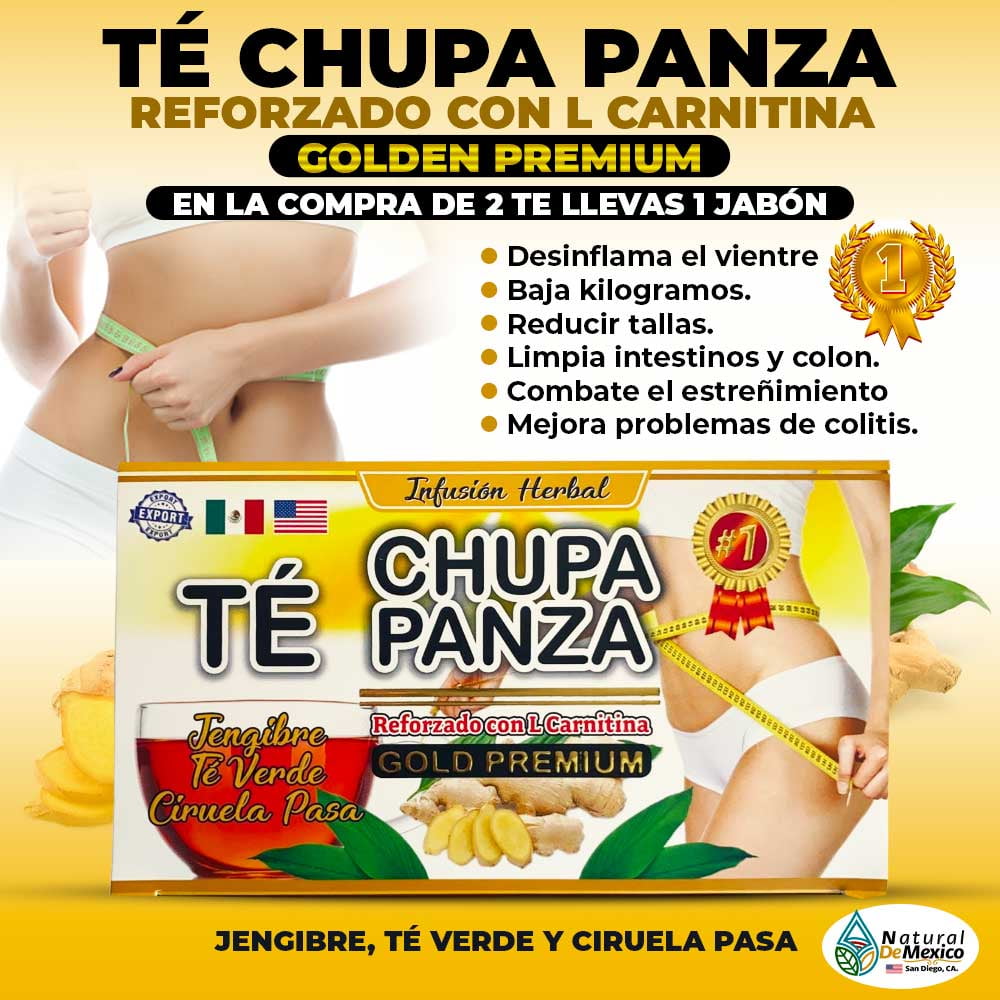 Te Chupa Panza Reforzado con L. Carnitina Golden Premium, Tea Weight Loss  30 Bags - Walmart.com