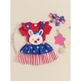 thumbnail image 4 of Hirigin 4th of July Baby Girl Outfits 0 3 6 12 18 24 Months Ruffle Sleeve Romper Star Stripe Suspender Skirt Overalls Dress, 4 of 8