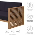 thumbnail image 3 of Lounge Loveseat Sofa, Blue Navy Natural, Teak Wood, Fabric, Modern Contemporary, Outdoor Patio Balcony Cafe Bistro Garden Furniture Hotel Hospitality, 3 of 8
