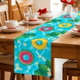 thumbnail image 5 of Summer Swimming Pool Table Runner 70 Inches, Floral Plumeria Palm Leaves Bed Runner Dresser Scarves Tabletop for Indoor Outdoor Parties/Ceremony/Banquet, 13" x 70", 5 of 9