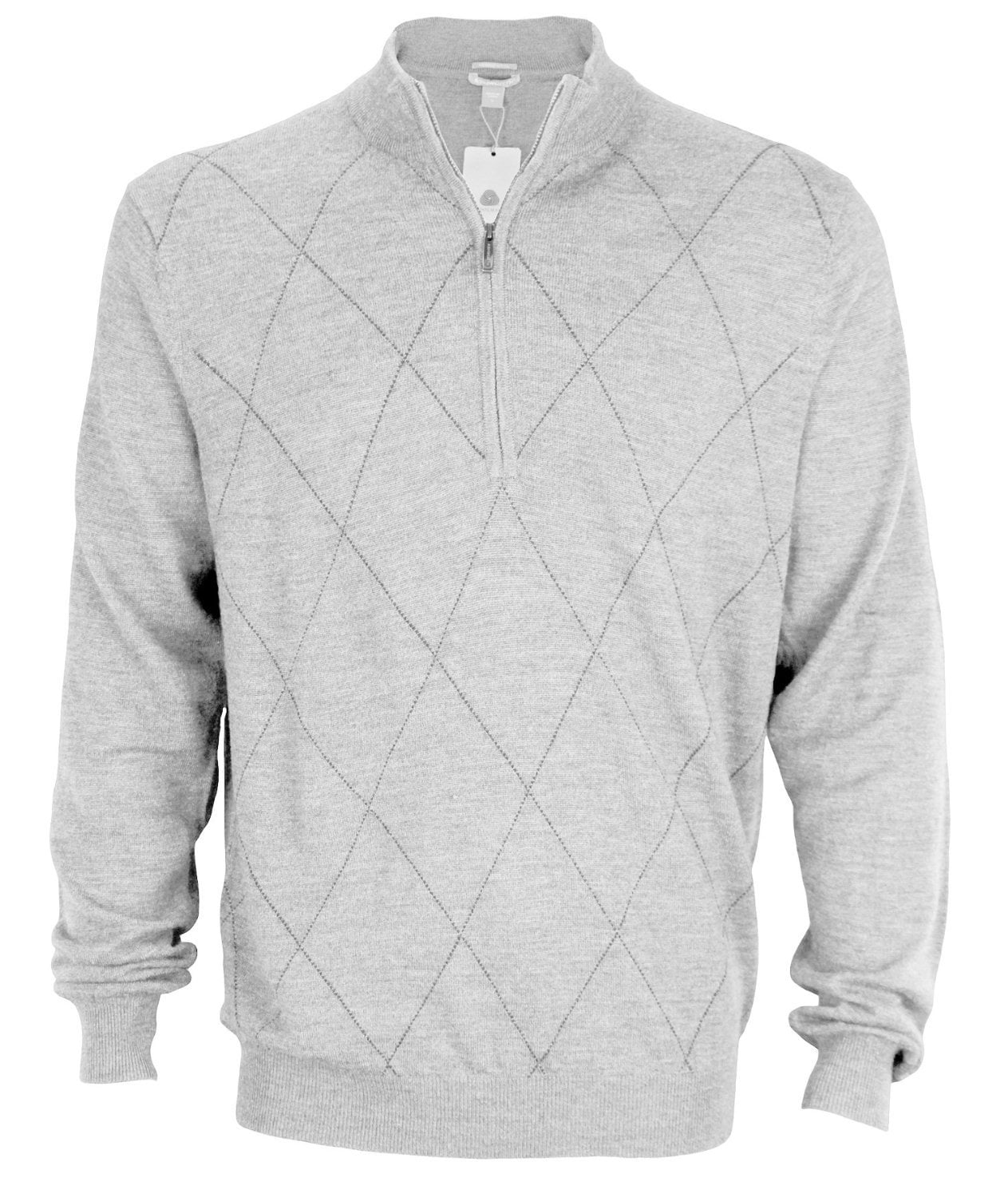 Ashworth - Ashworth Men's Diamond Merino Wool Half Zip Pullover Golf Sweater, Several Colors 