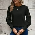 thumbnail image 5 of Olyvenn Womens Long Sleeve Shirts Lace Top Dressy Business Casual Blouses Spring Fashion Outfits Clothes Waffle Puff Sleeve Tops Black 6, 5 of 9