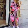 thumbnail image 2 of Lilgiuy Women's Casual Lapel Printing Button Single-Breasted Long-sleeve Shirt Split Long Dress Purple 2022 Fall Winter, 2 of 5