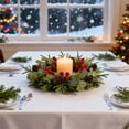thumbnail image 6 of YOHAVEN Christmas Candle Rings Simulated Flower Centerpiece Dining Table Fireplace Wedding Party Holiday Decorations Artificial Berry Floral Arrangements Seasonal Christmas Home Decor, 6 of 6