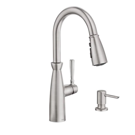 Moen Surie One Handle High-Arc Pull-Down Kitchen Faucet Stainless