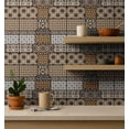 thumbnail image 4 of S4Sassy Peel & Stick Vinyl Wallpaper, Tile Squares Patchwork Wallpaper Contact Paper Waterproof- Brown, 25"x240" ,Textured Removable Wall Covering for Home Decor in Living Areas, Renter Space, 4 of 8