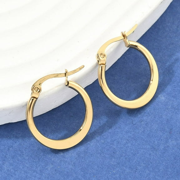 304 Stainless Steel Hoop Earrings Hypoallergenic Earrings Flat Ring Shape Golden 19~21x2mm Pin: 0.7x1mm