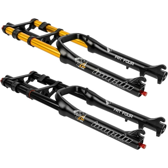 E-Bike Front Fork 26" MTB Disc Brake Bike 1-1/8" Steerer Bicycle Suspension Fork 170mm Travel Air Damping for 4.0" Fat Tire QR ATB/BMX