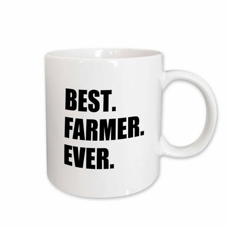 3dRose Best Farmer Ever - fun gift for farming job - farm - black text - Two Tone Black Mug,