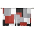 thumbnail image 3 of Red Grey Black Geometric Sheer Curtains 54 Inches Length 2 Panels Set, Window Sheer Curtains for Living Room/Bedroom, Middle Century Modern Art Abstract Light Filter Rod Pocket Curtain 52''x54''x2, 3 of 7