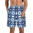 thumbnail image 2 of Uemuo Vintage Blue Pattern Men's Swim Trunks Hawaiian Beach Bathing Suit Swimsuits Beach Quick-Dry Shorts with Pockets-3X-Large, 2 of 9