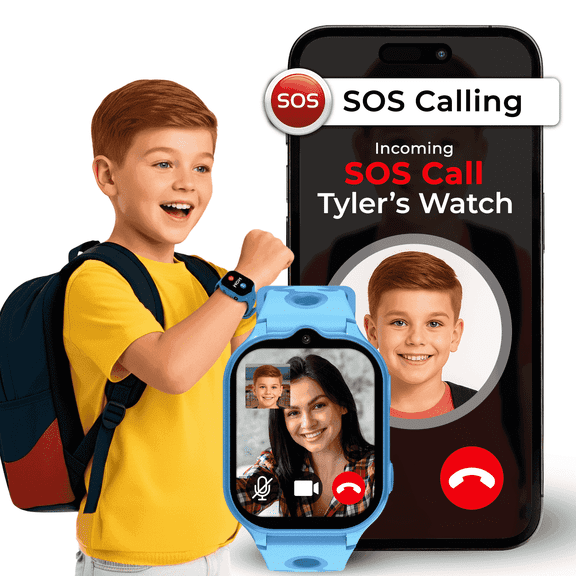 EmojiKidz GPS Smartwatch for Kids with 4G Calling & Video Call, SOS Button, Parental Controls – Safe Phone Watch for Children, Blue