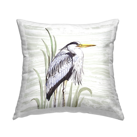 Stupell Industries Beach Bird Elegant Heron Decorative Printed Throw Pillow Design by Elena Vladykina.