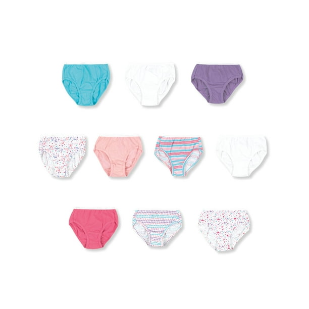 Hanes Toddler Girls Cotton Briefs 10-Pack, 2/3, Assorted