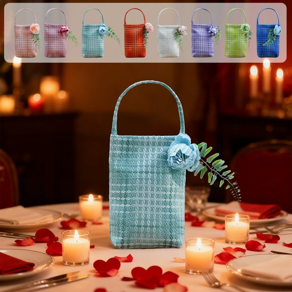 Tarmeek Valentine's Day Gift Bag with Handles, Reusable Fabric Tote Bags for Bouquet, Floral Arrangement and Present Carrier, Valentines Day Decorations and Home Decor