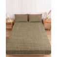 thumbnail image 2 of King Size Fitted Sheet Set - Brown 3 Piece Bedding Sets 16" Deep Pocket Fitted Sheet with 2 Pillowcases, Farmhouse Burlap Solid Beige Color Modern Linen Texture Brushed Microfiber Luxury Bed Sheets, 2 of 9