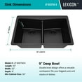 thumbnail image 6 of 33" x 22" Quartz Kitchen Sink, Double Bowl Sink, Drop-in Sink, Undermount Sink, Granite Kitchen Sink, Galaxy Black Kitchen Sink, with Grids, Basket Strainer and Flange Lexicon Platinum LP-800TM-K, 6 of 11