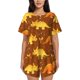 thumbnail image 1 of Balery Dinosaurs and Leaves Conjunto de Pijama para Mujer con Estampado, Dos Piezas de Manga Corta y Shorts, Ropa de Dormir Suave con Cuello Redondo y Bolsillos-3X-Large, 1 of 6