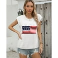 thumbnail image 4 of American Flag Graphic Sweater Vest for Women Summer Lightweight Knitted Sweaters Crew Neck Cap Sleeve Tank Tops Shermie, 4 of 6