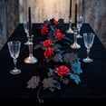 thumbnail image 4 of ZhangC Fall Artificial Maple Leaf Garland with Red Rose, 39 Inch Fall Hanging Vines with Black Leaves, Thanksgiving Halloween Indoor Outdoor Decor for Mantel, Staircase, Wedding and Party, 4 of 5