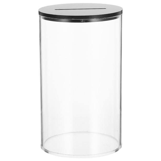 BRIGHTFUFU Money Jar Container de moneda Consejos de barman contenedor Caja de ahorro de dinero para restaurante Banco de monedas acrílicas transparentes con tapa de tragamonedas de monedas