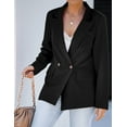 thumbnail image 6 of luvamia Womens Black Blazer Casual Long Sleeve Lapel Button Oversized Work Office Blazer Jacket with Pockets Size M Fit Size 8 Size 10, 6 of 9