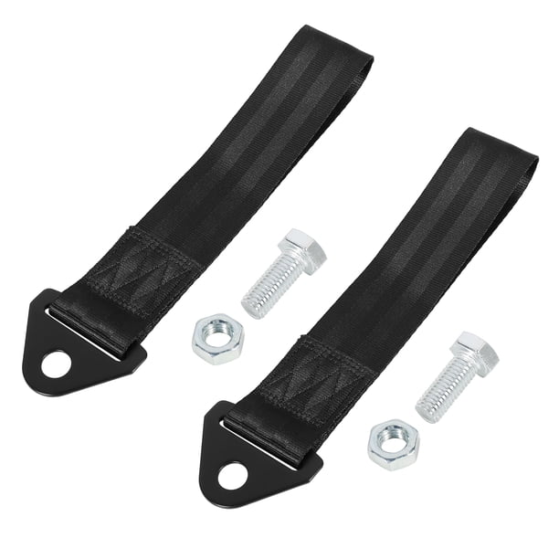 2Piezas Negro Universal Coche Remolcar Remolque Gancho Parachoque Remolque Cinturón Correa
