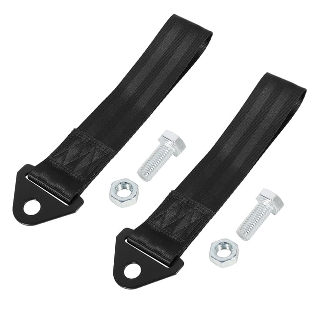 2Piezas Negro Universal Coche Remolcar Remolque Gancho Parachoque Remolque Cinturón Correa