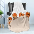 thumbnail image 4 of Cat Soft Flannel Fleece Throw Blanket, Banner with Little Kitties Felines over Jumping the Walls Free Design, Cozy Plush for Indoor and Outdoor Use, 50" x 60", Orange Cream White, by Ambesonne, 4 of 5