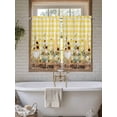 thumbnail image 4 of Gnomes Sunflower Bathroom Window Curtain, Yellow Checkered Pastoral Botanical Wooden Light Filtering Coffee Kitchen Curtains, Bedroom Living Room Curtains 2 Panel 84"x45", 4 of 6