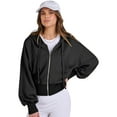 thumbnail image 4 of Female Zip Up Hoodies Cropped Sweatshirts Casual Comfy Cute Zip Jackets Fashion Trendy Fall Outfits Black XXL, 4 of 9
