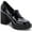 Black Patent, variant on AQUA COLLEGE Womens Black Double Notched Strap Padded Jonnie Square Toe Slip On Heeled Loafers 9.5