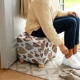 thumbnail image 5 of SCRAWLGOD Heart Animal Print Brown Beige Stretch Ottoman Cover Square, Footrest Stool Slipcover with Elastic Bottom Comfortable Foot Stool Cover Furniture Protector for Living Room, 5 of 7