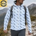 thumbnail image 5 of Havenx Men's Upf 50+ Sun Protection Fishing Jacket Camo Long Sleeve Full Zip Coat Thumbhole Hooded Rash Guard Jackets Outdoor Fishing Lightweight Casual Summer Blouse,Blue XL, 5 of 7