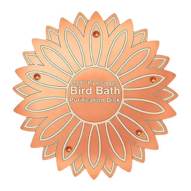 1PCS Bird Bath Purification Disk Pure Copper Outside Winter Solar Powerful Birdbath Wild Bird Pedestal Cleaner Humming Feeder Cage Dispenser Heater Ground Garden Lover Women Gift