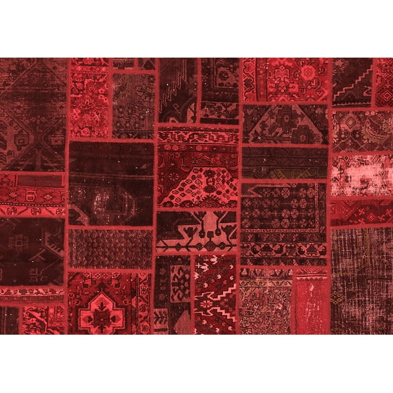 Ahgly Company Indoor Rectangle Oriental Red Modern Area Rugs, 8' x 10'