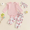 thumbnail image 4 of Mercatoo Baby Girls Halloween Outfit Ribbing Cotton Long Sleeve Sweatshirt Romper Pumpkin Print Pants 3Pcs Fall Set, 4 of 4