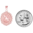 thumbnail image 2 of JackAni 14k Rose Gold Magnificent Filigree Frame Capricorn Oval Pendant, 2 of 5