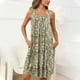 thumbnail image 1 of Camisón de mujer con estampado y bolsillos, sin mangas, plisado, cuello redondo, 1 of 7