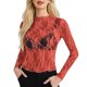 thumbnail image 1 of Top de malla de manga larga para mujer: blusa transparente con cuello alto, tops de encaje floral transparente, 95 % poliéster, 5 % spandex, tallas S-XXL, 1 of 5
