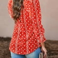 thumbnail image 2 of Floleo Clearance Womens Tops Long Sleeve Shirts Fall Clearance Women's Casual Floral Printing V-Neck Long Sleeve Shirts Tops Loose Blouses Red, 2 of 8