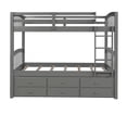 thumbnail image 3 of Cfowner Twin Over Twin Bunk Bed with Twin Trundle Bed, Wood Bunk Bed Frame with Ladder Safety Rail 3 Storage Drawers for Teens, 3 of 7