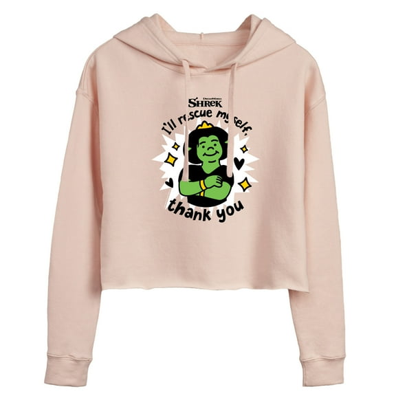 Shrek - Fiona Rescue Myself - Juniors Cropped Pullover Hoodie