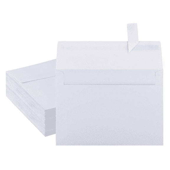 100 Pack A4 White Self-Seal Envelopes (4.25x6.25 Inches) – Fits 4x6 Cards | Perfect for Weddings, Invitations, Baby Showers & Greeting Cards, Durable White Paper Envelopes